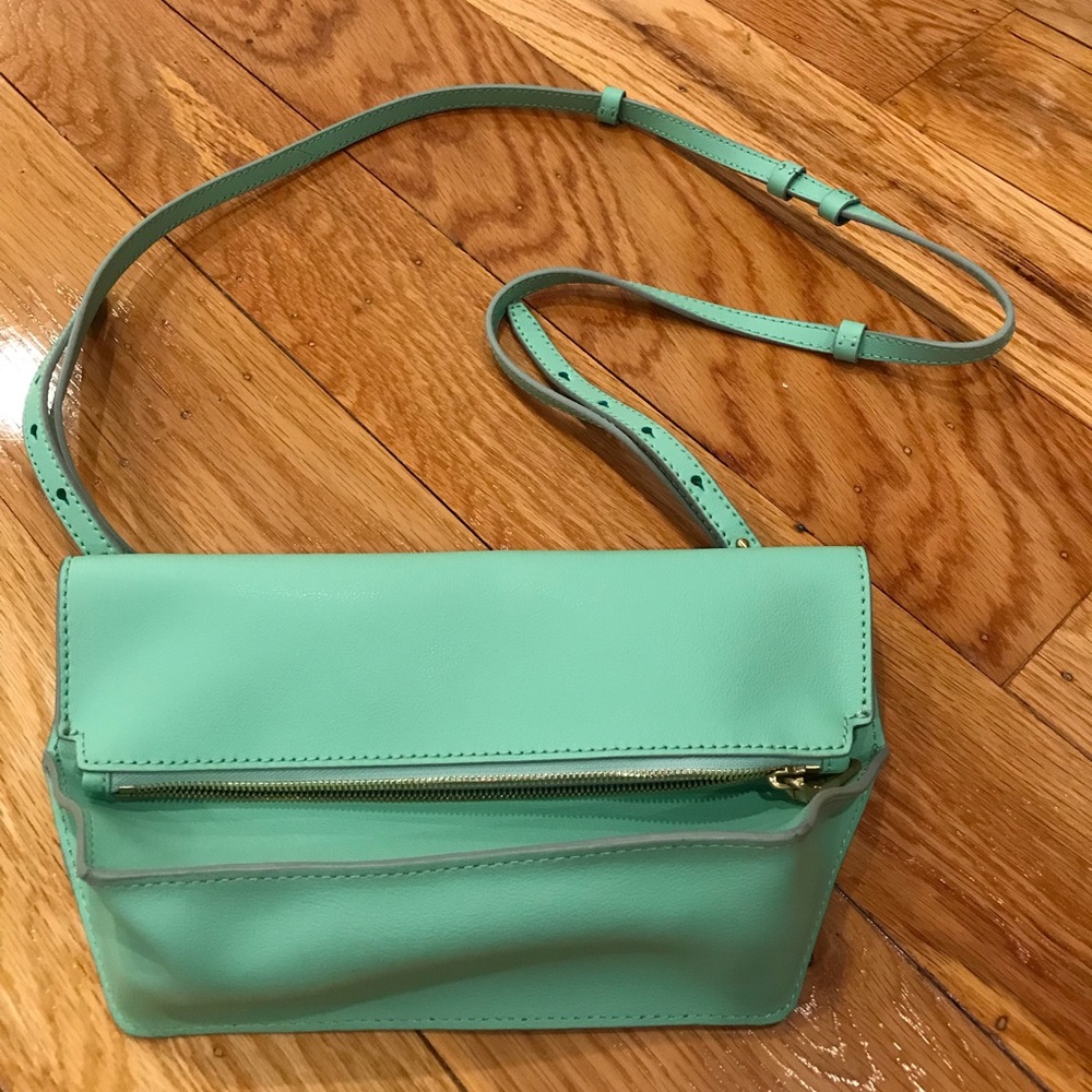 J crew mint green leather crossbody bag